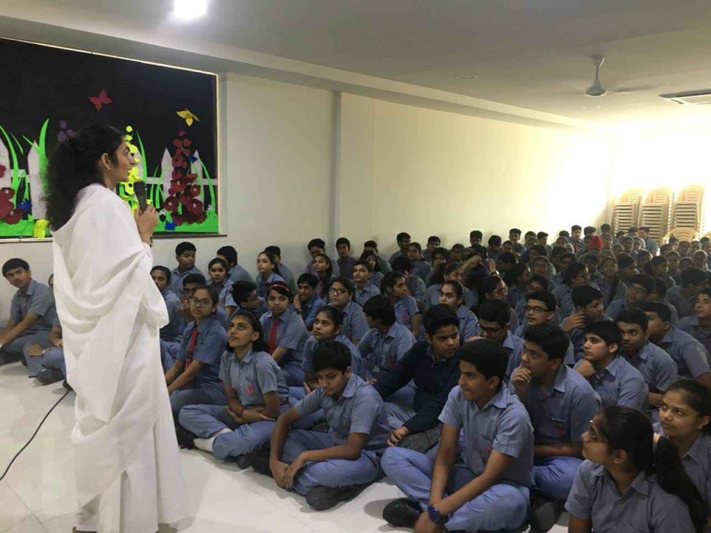 Aravali International School, Sec-85, Faridabad - Bk Sis. Neeru, motivating students for studies.